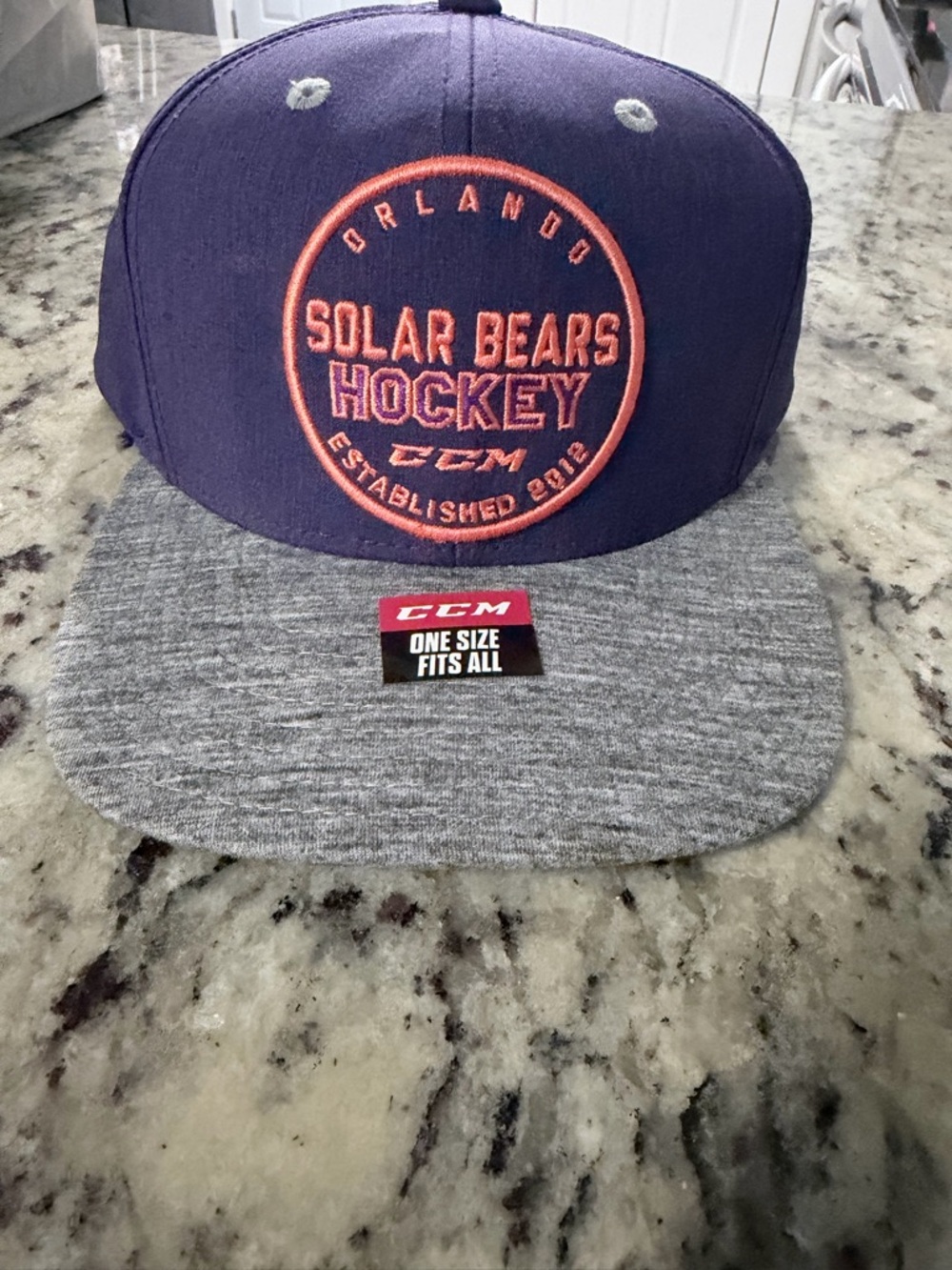 CCM Orlando Solar Bears Hockey Hat Purple Gray Snapback One Size Hockey Cap
